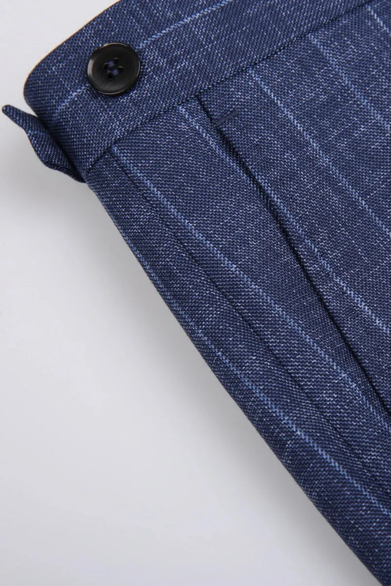 Navy Stripe Italian Double-Breasted Suit