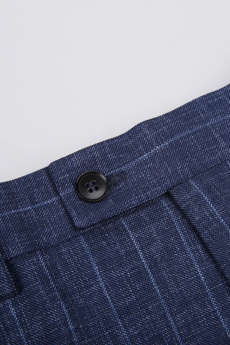 Navy Stripe Italian Double-Breasted Suit