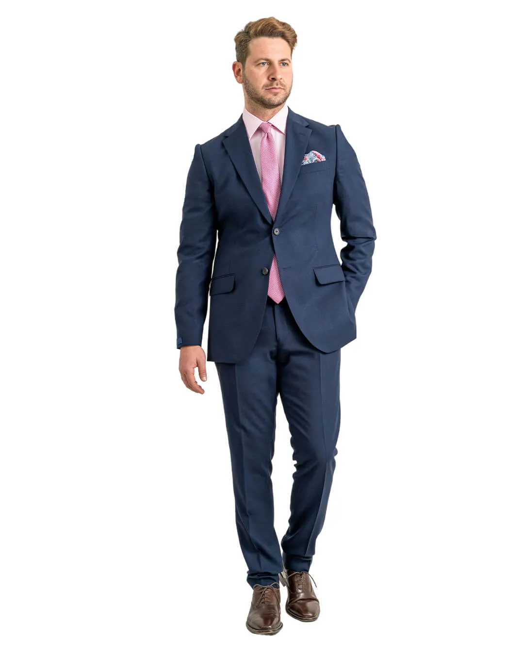 Navy Super 110s Natural Stretch Basketweave Suit