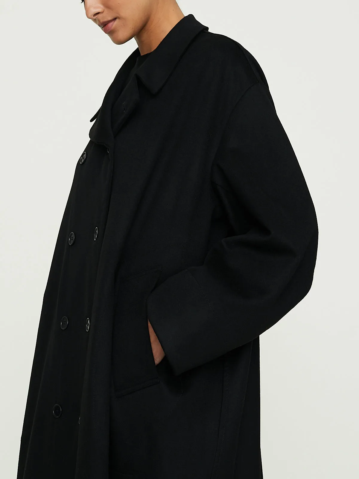 No. 230 Loro Piana Heavy Breasted Coat in Black