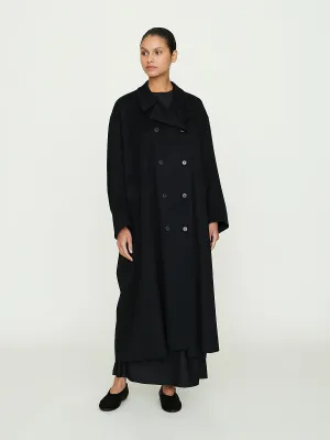 No. 230 Loro Piana Heavy Breasted Coat in Black