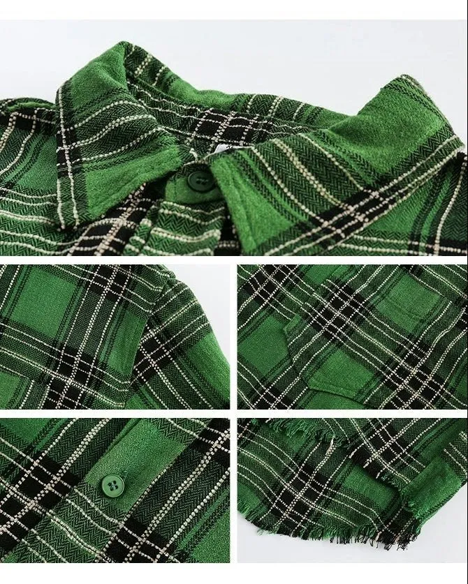 Oversized Longline Plaid Lightweight Flannel