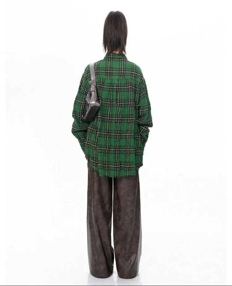 Oversized Longline Plaid Lightweight Flannel