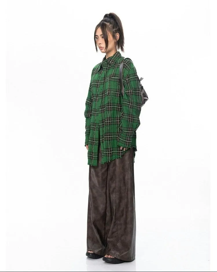 Oversized Longline Plaid Lightweight Flannel