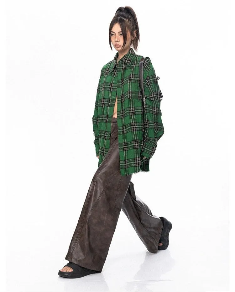 Oversized Longline Plaid Lightweight Flannel