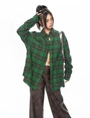 Oversized Longline Plaid Lightweight Flannel