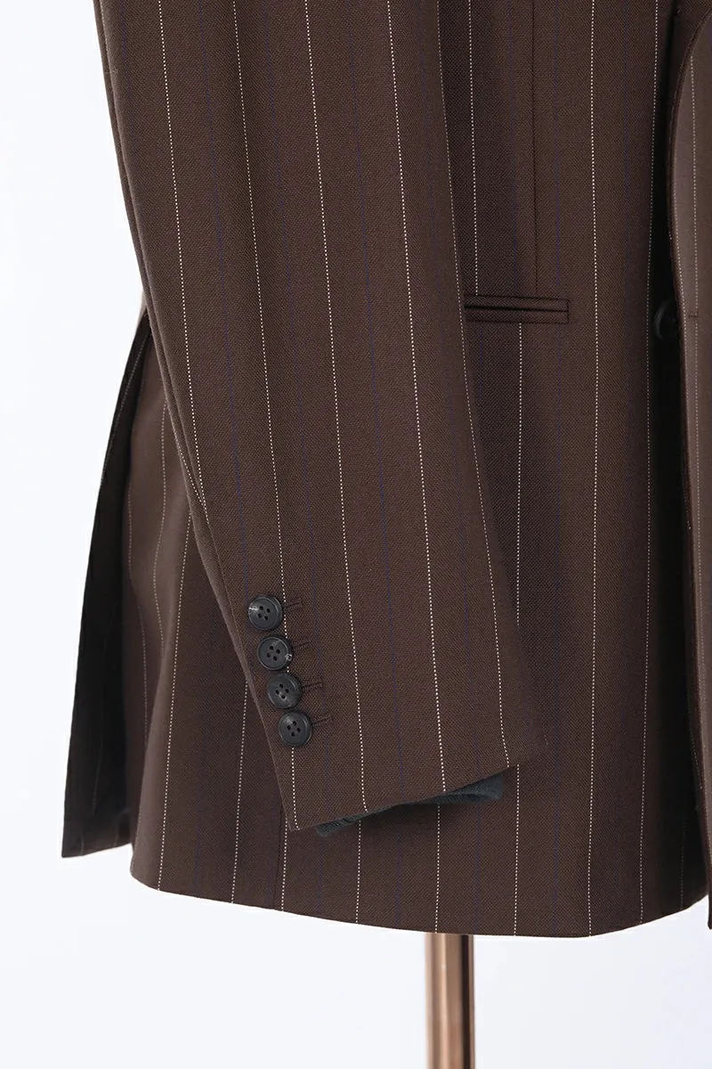 Oxford Brown Pinstripe Suit