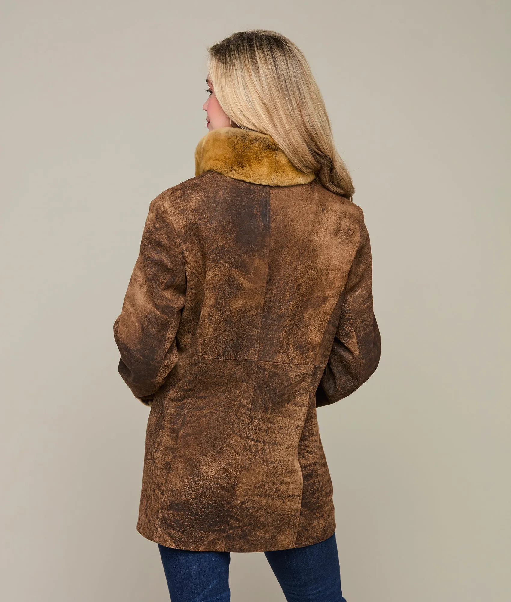 Oxidized Leather Jacket :: Camel