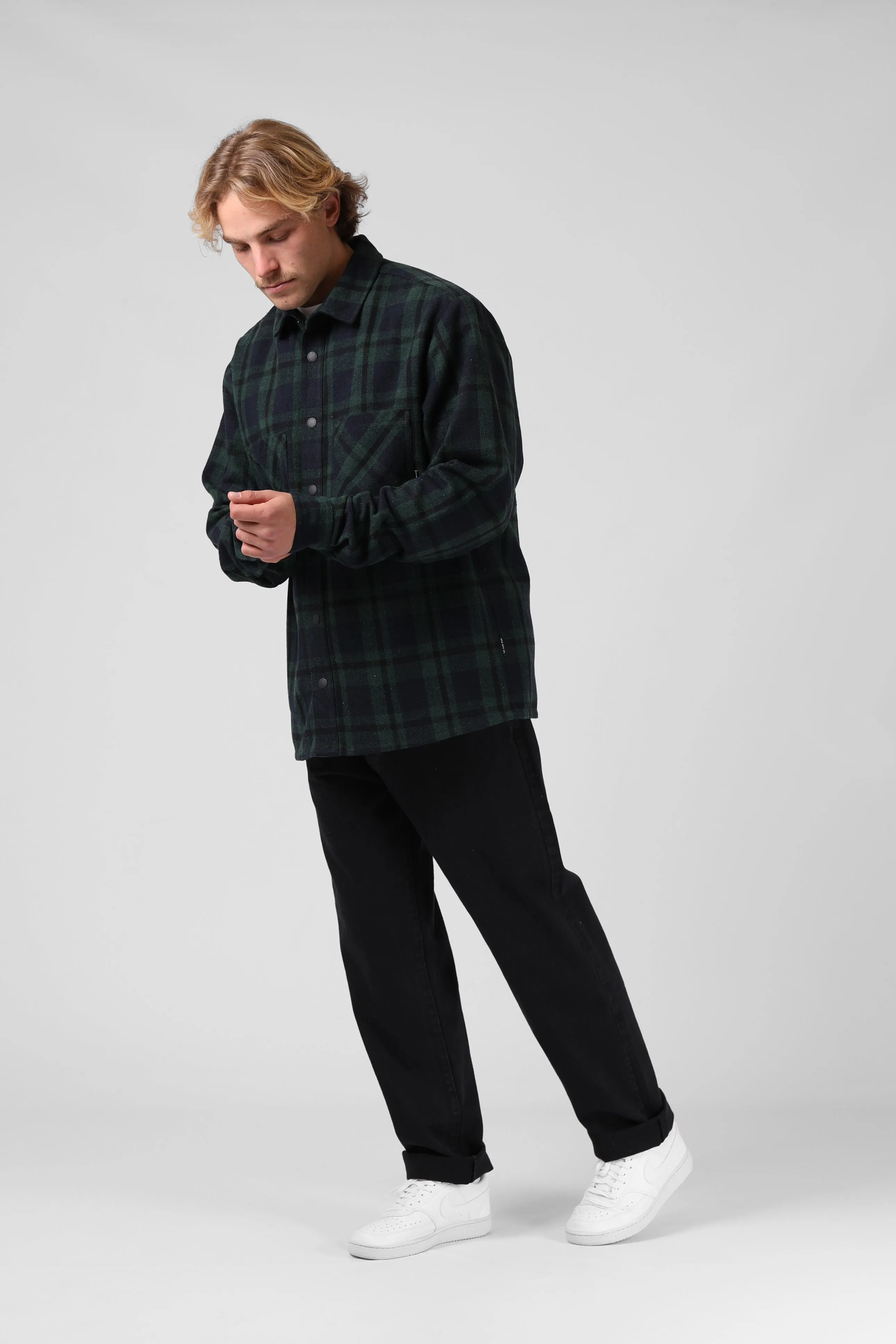 Plaid Shacket - Green / Navy Plaid