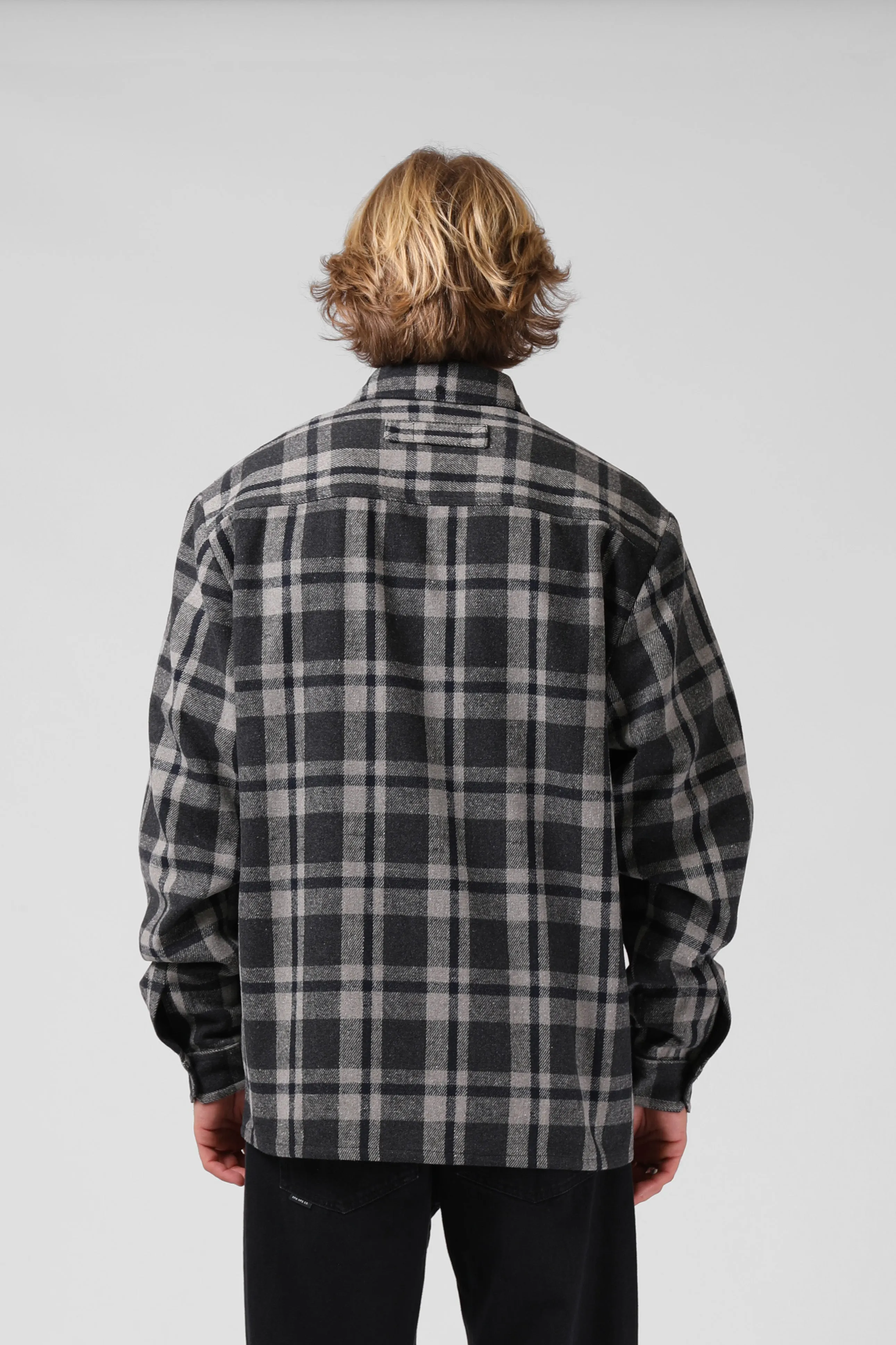 Plaid Shacket - Grey / Navy Plaid