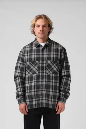 Plaid Shacket - Grey / Navy Plaid