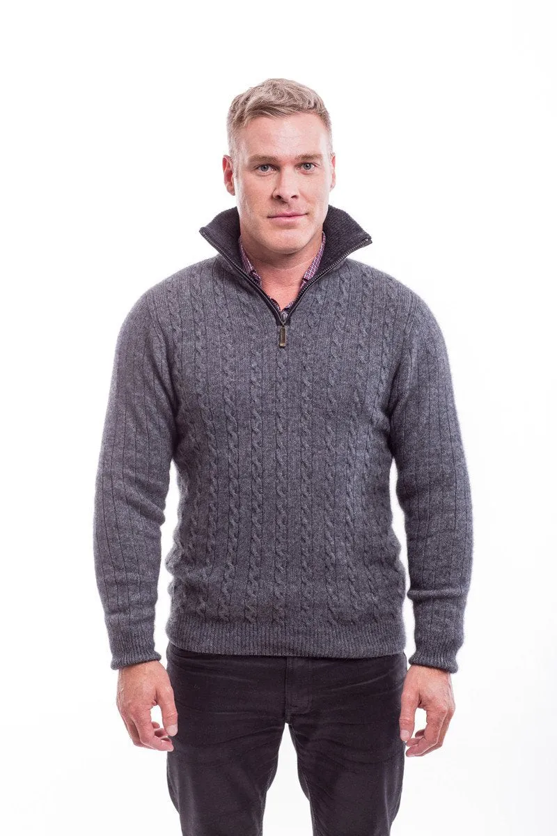 Possum Merino Cable Jersey with Contrast Trim