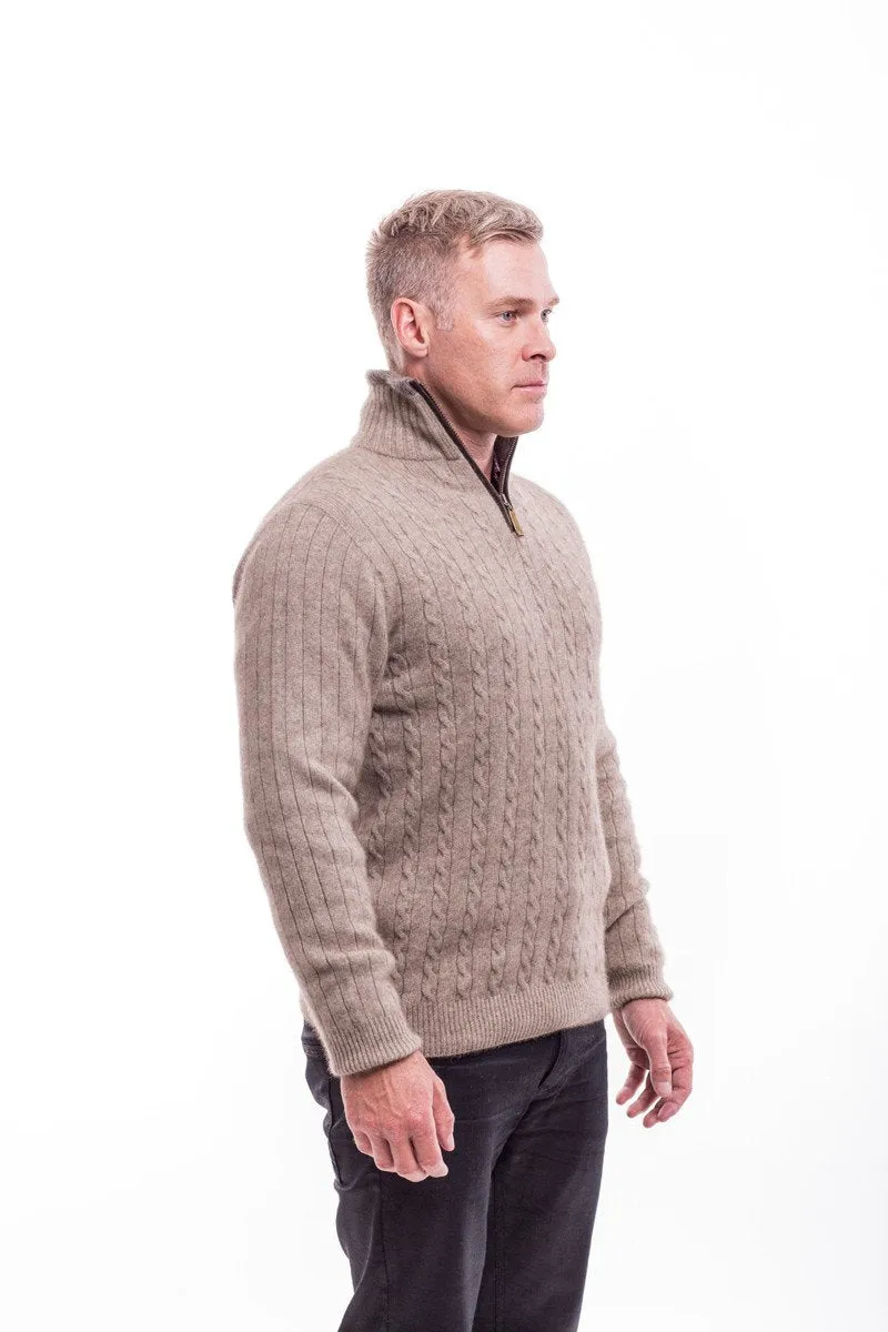 Possum Merino Cable Jersey with Contrast Trim