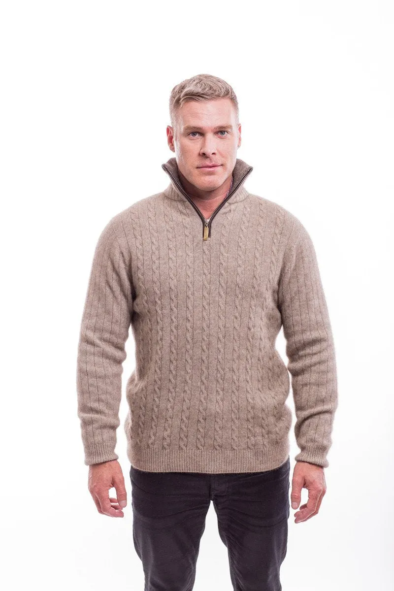 Possum Merino Cable Jersey with Contrast Trim