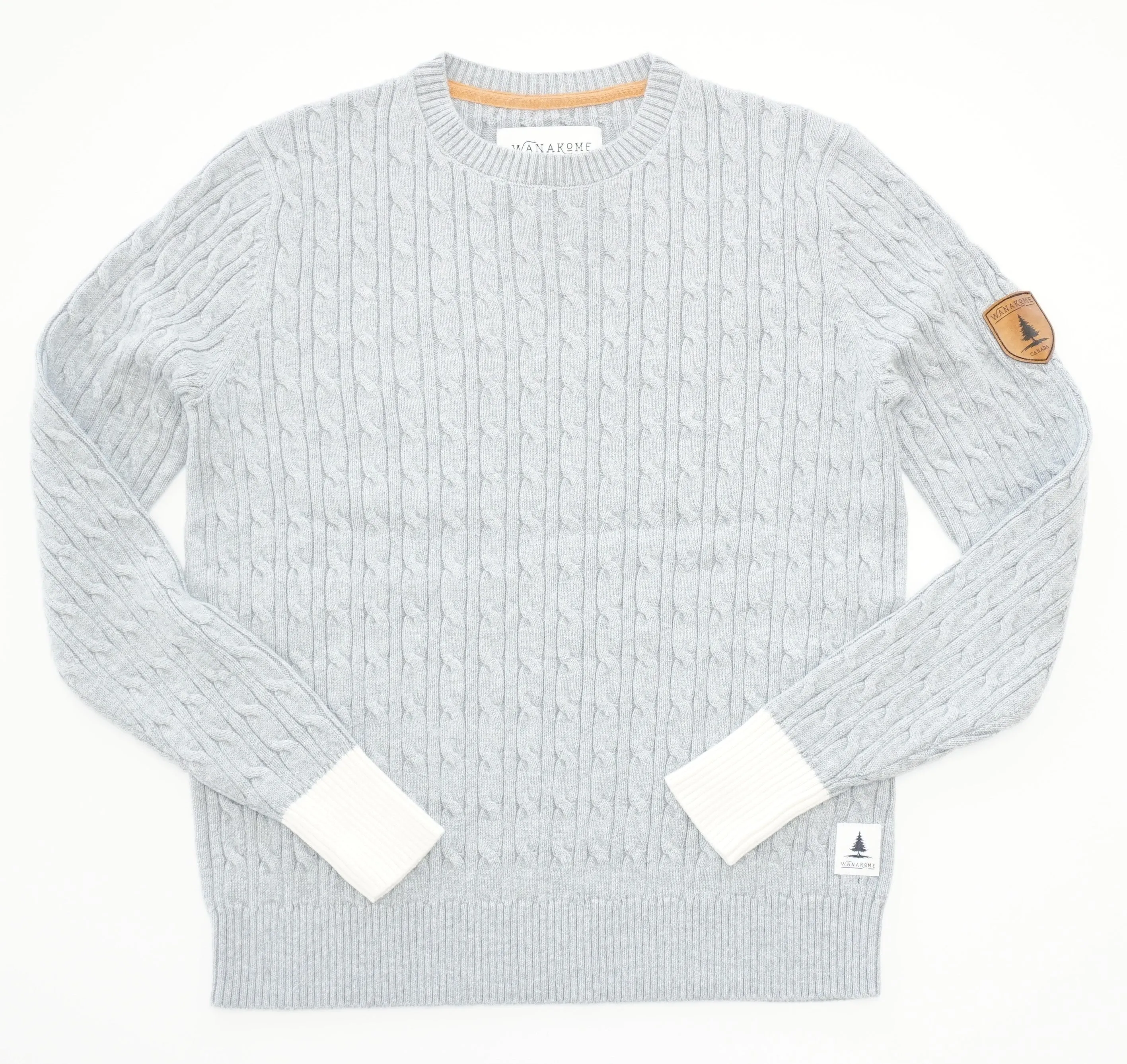 Raven Light Heather Grey Cable Knit Sweater