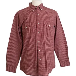 Red Rust Plaid Pearl Snap Shirt