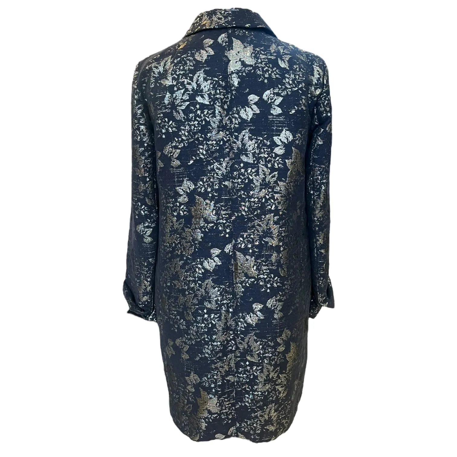 'S Max Mara Navy and Silver Floral Coat