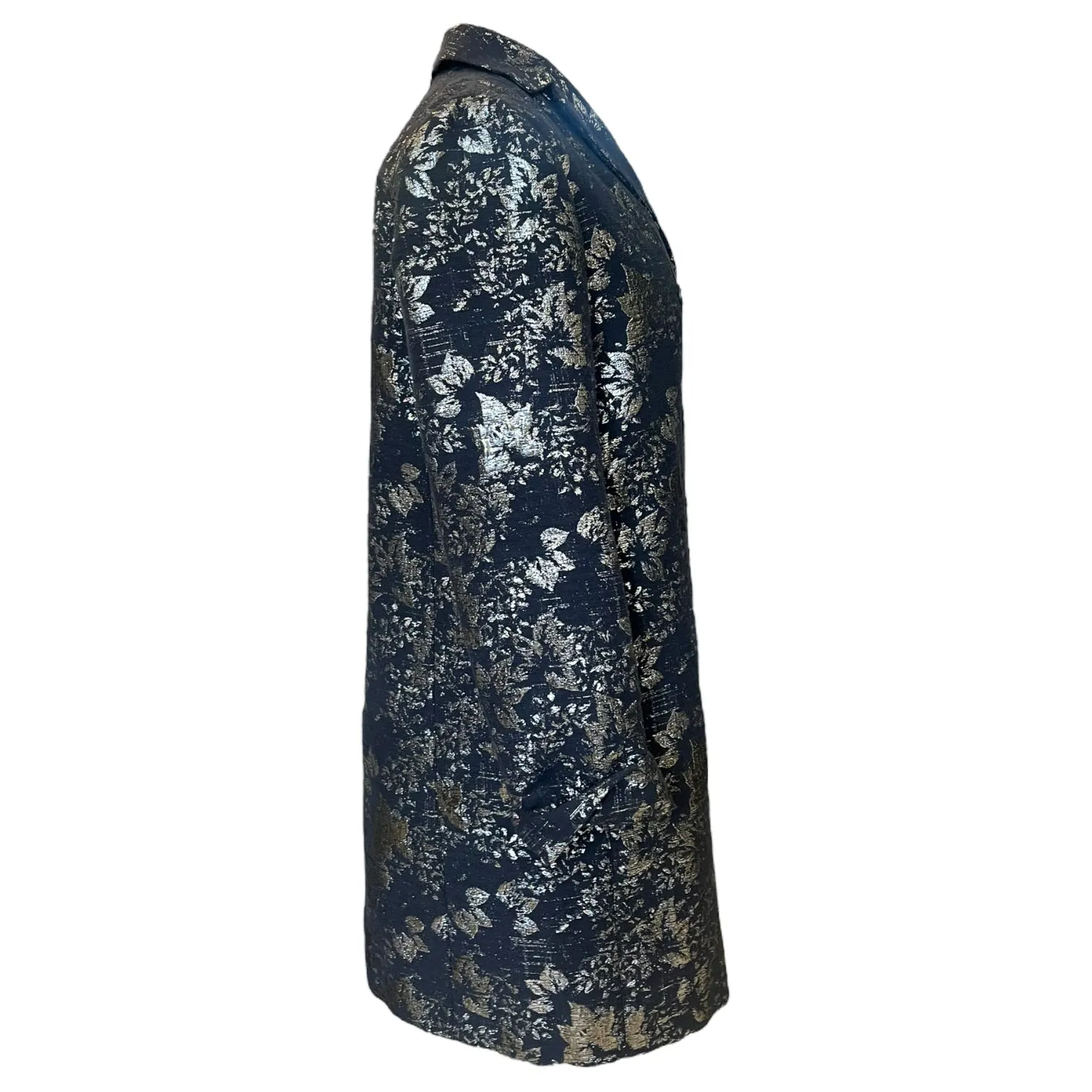 'S Max Mara Navy and Silver Floral Coat