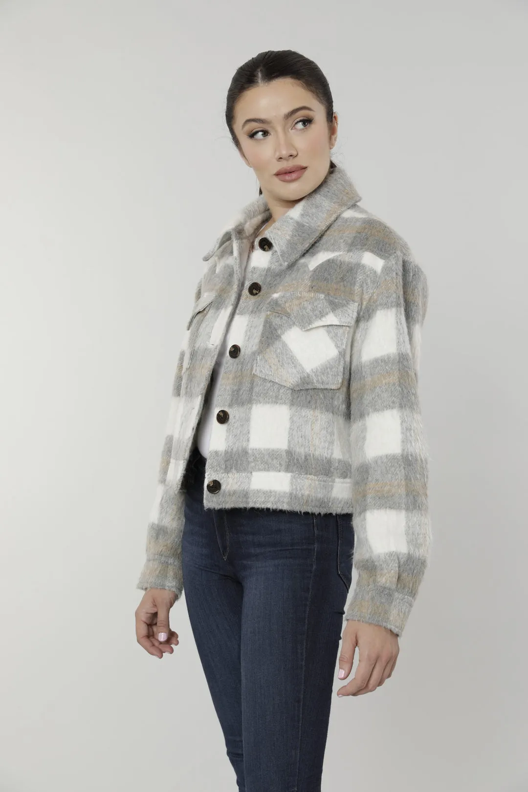 Short Flannel Jacket - Grey