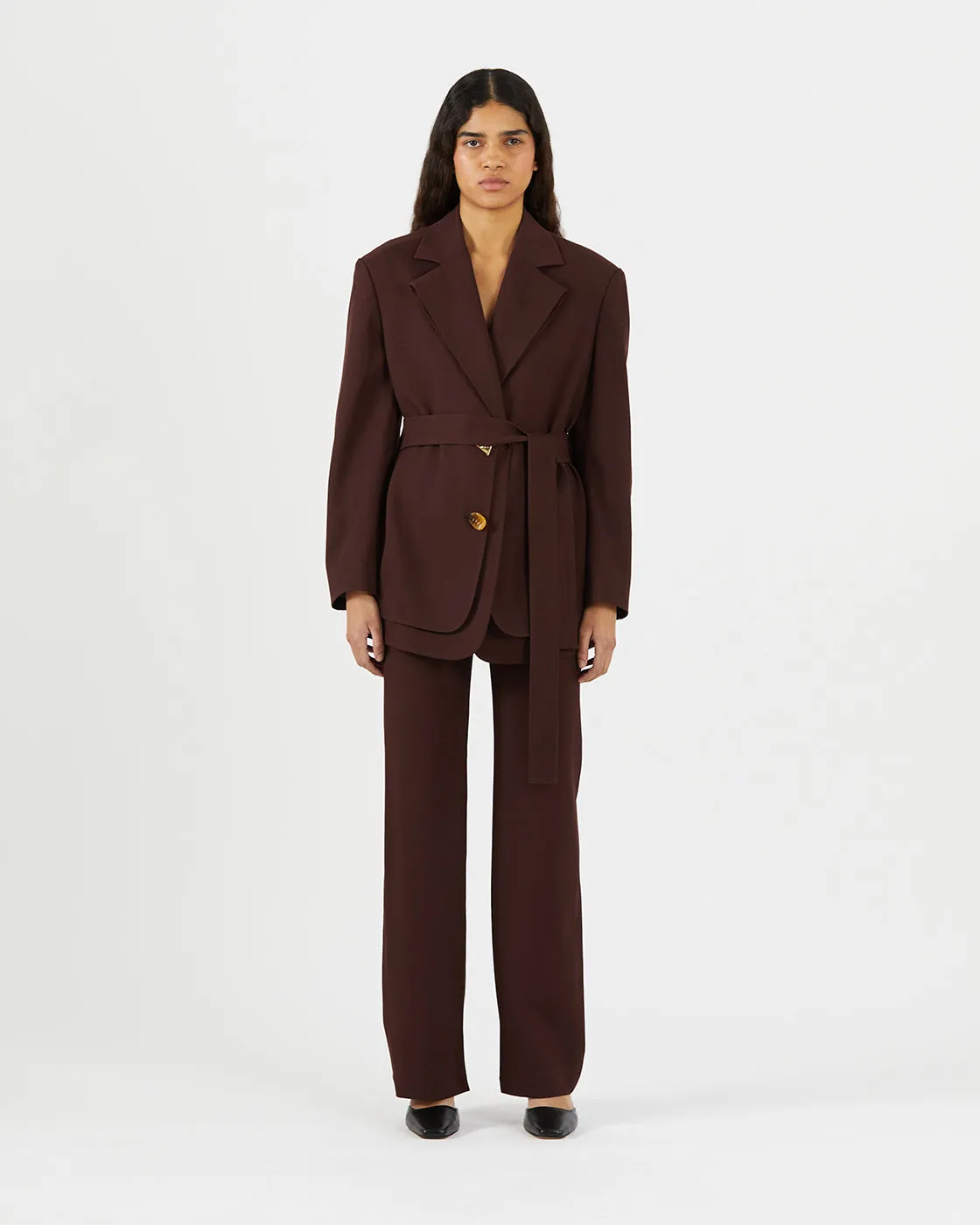 Simone Jacket Wool Blend Twill Burgundy