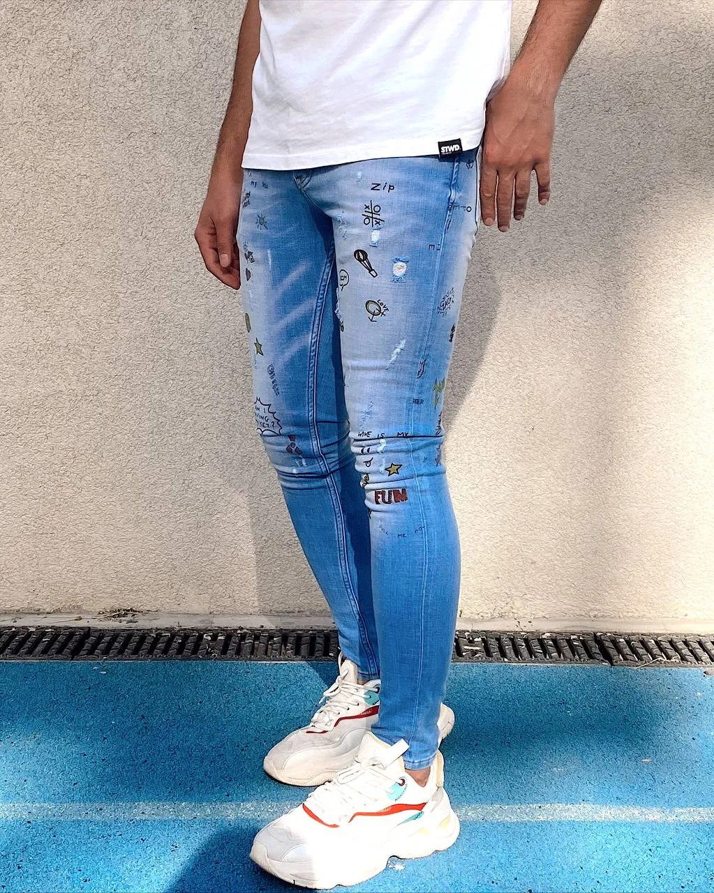 Sneakerjeans Printed Skinny Jeans R110