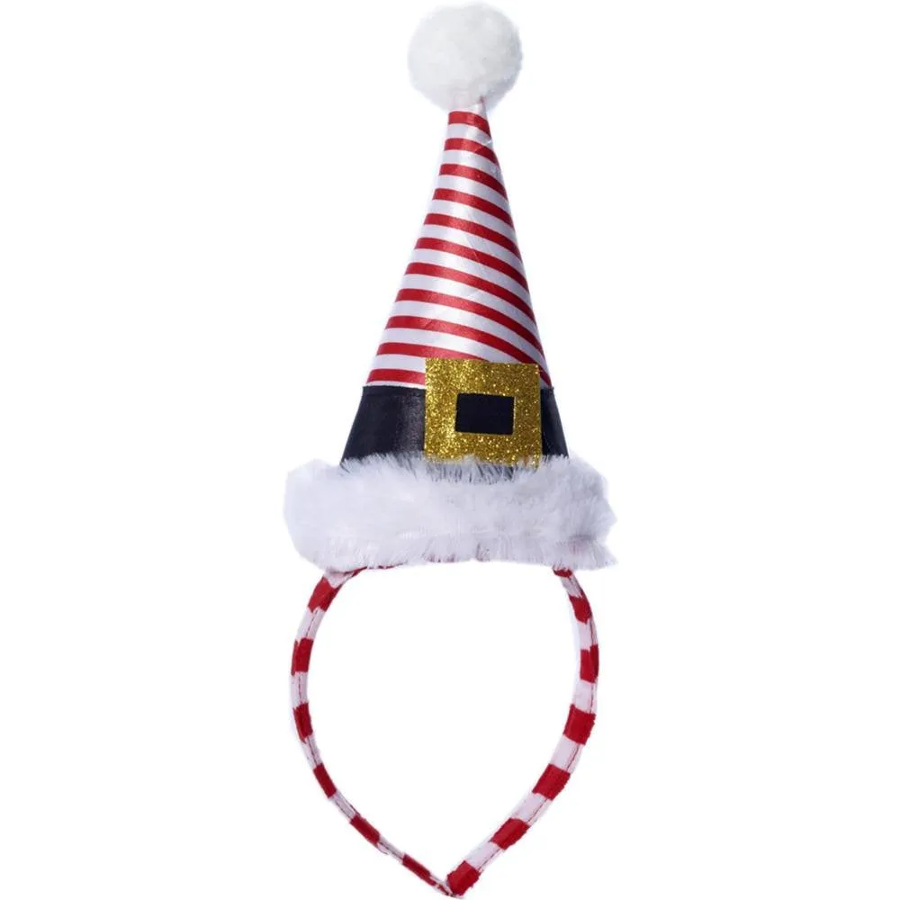 Striped Mini Santa Hat Headband Costume Accessory