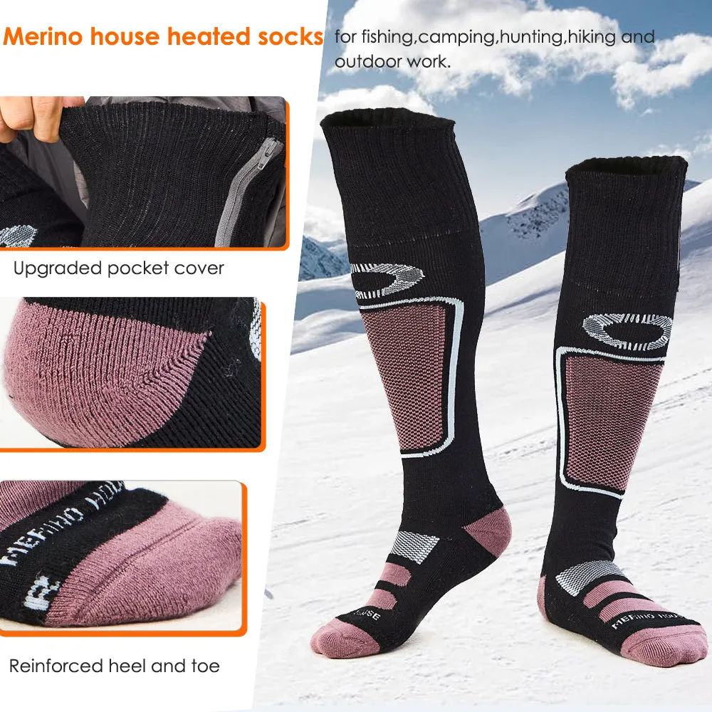 Unisex Battery Heated Knee High Merino Wool sock