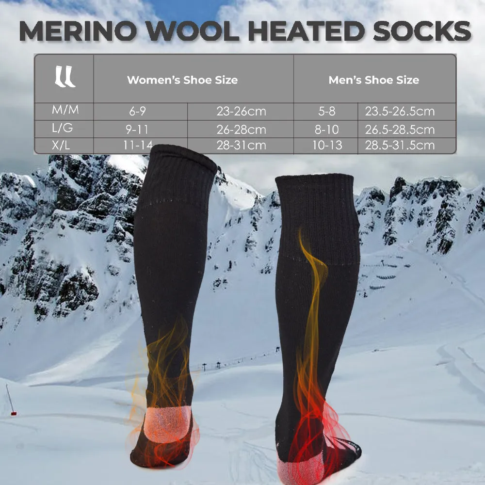 Unisex Battery Heated Knee High Merino Wool sock