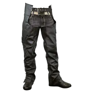 VL805S Zip-Out Insulated and Lined Plain Biker Leather Chaps