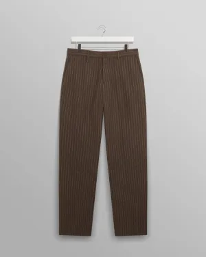 WAX ARI TROUSERS CHALK STRIPE BROWN