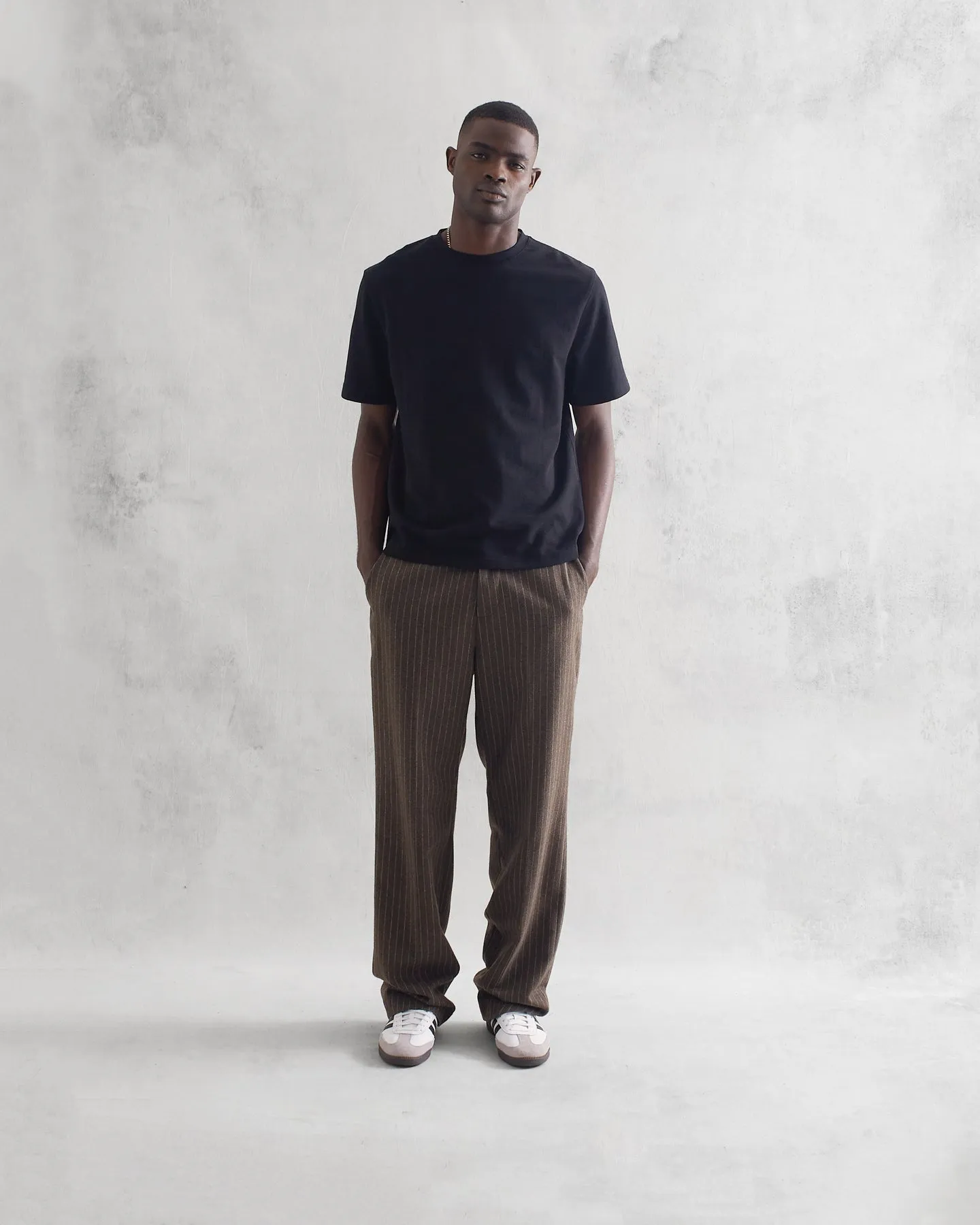 WAX ARI TROUSERS CHALK STRIPE BROWN