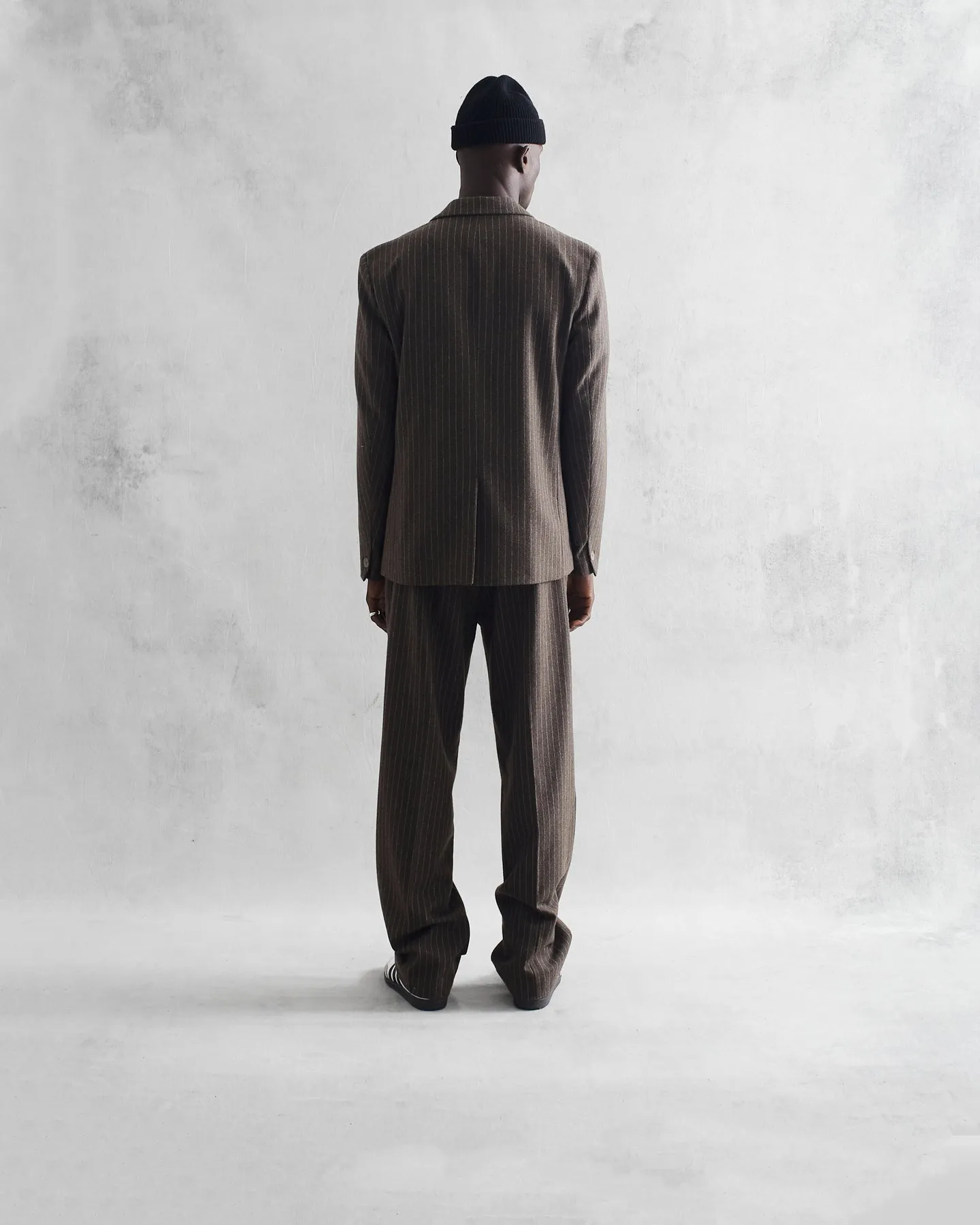 WAX ARI TROUSERS CHALK STRIPE BROWN