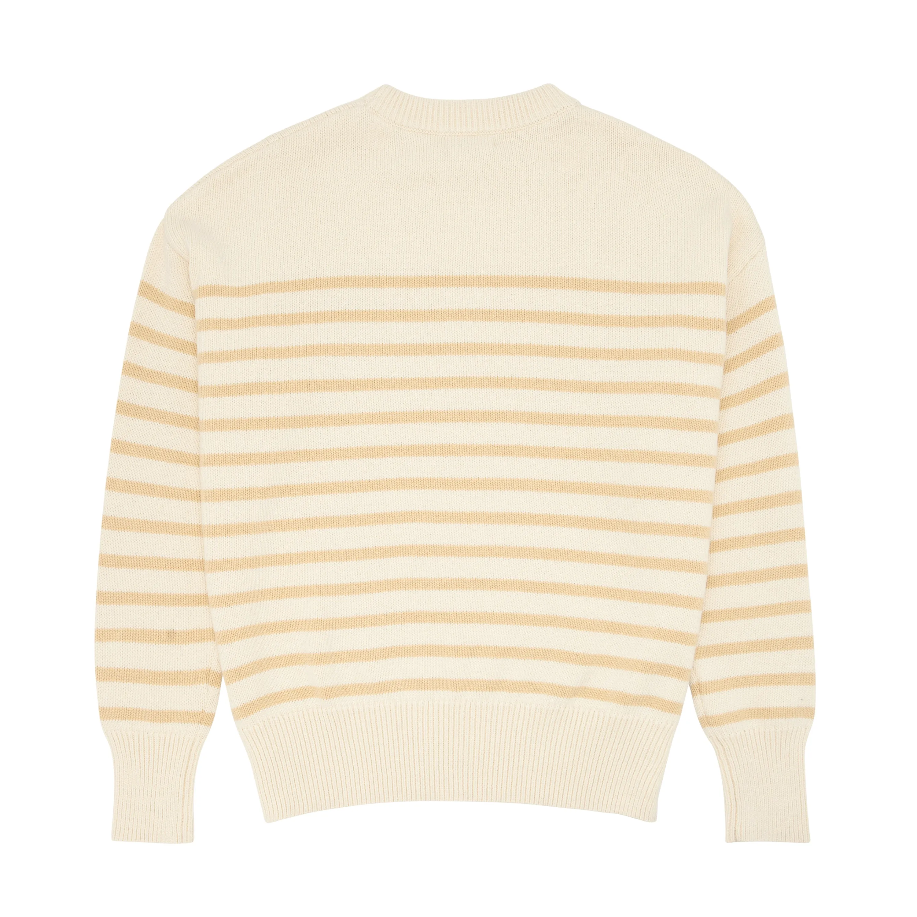 women's cream and tan stripe knit sweater