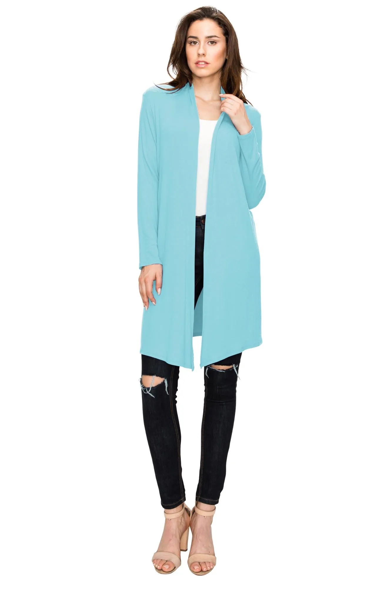 Women's Long Sleeve Open Front Long Cardigan