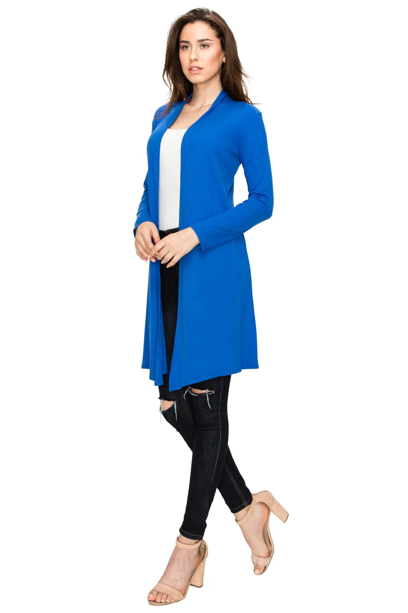 Women's Long Sleeve Open Front Long Cardigan