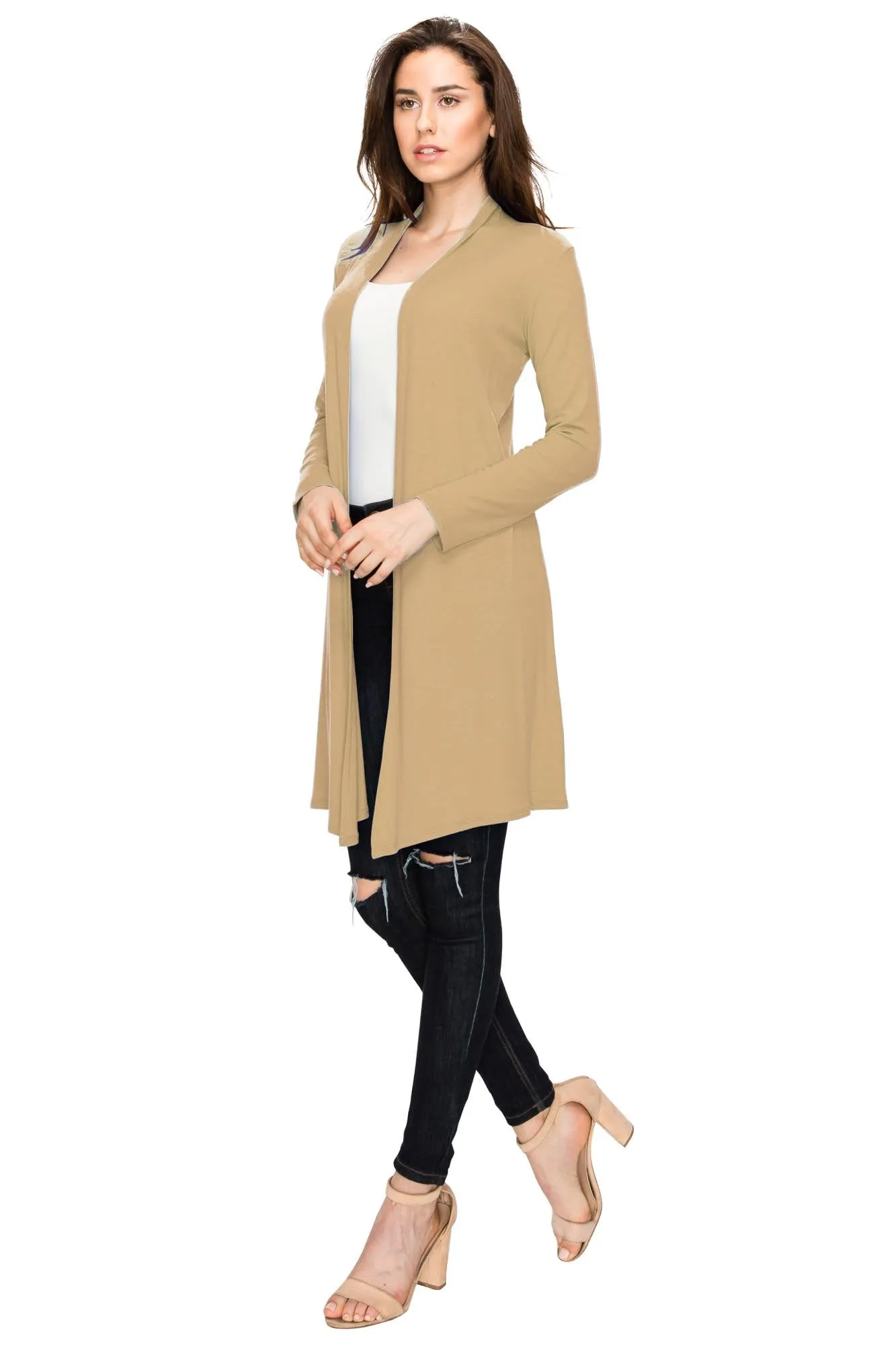 Women's Long Sleeve Open Front Long Cardigan