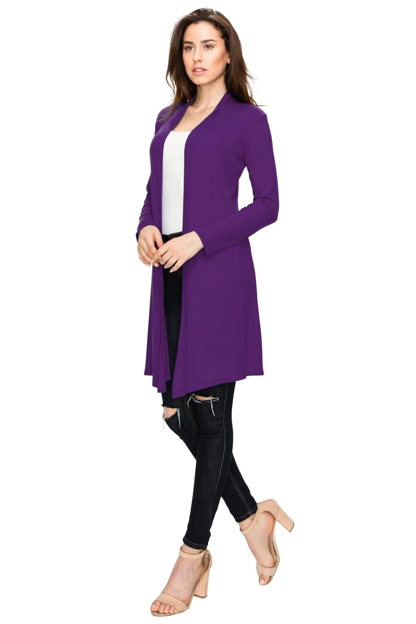 Women's Long Sleeve Open Front Long Cardigan