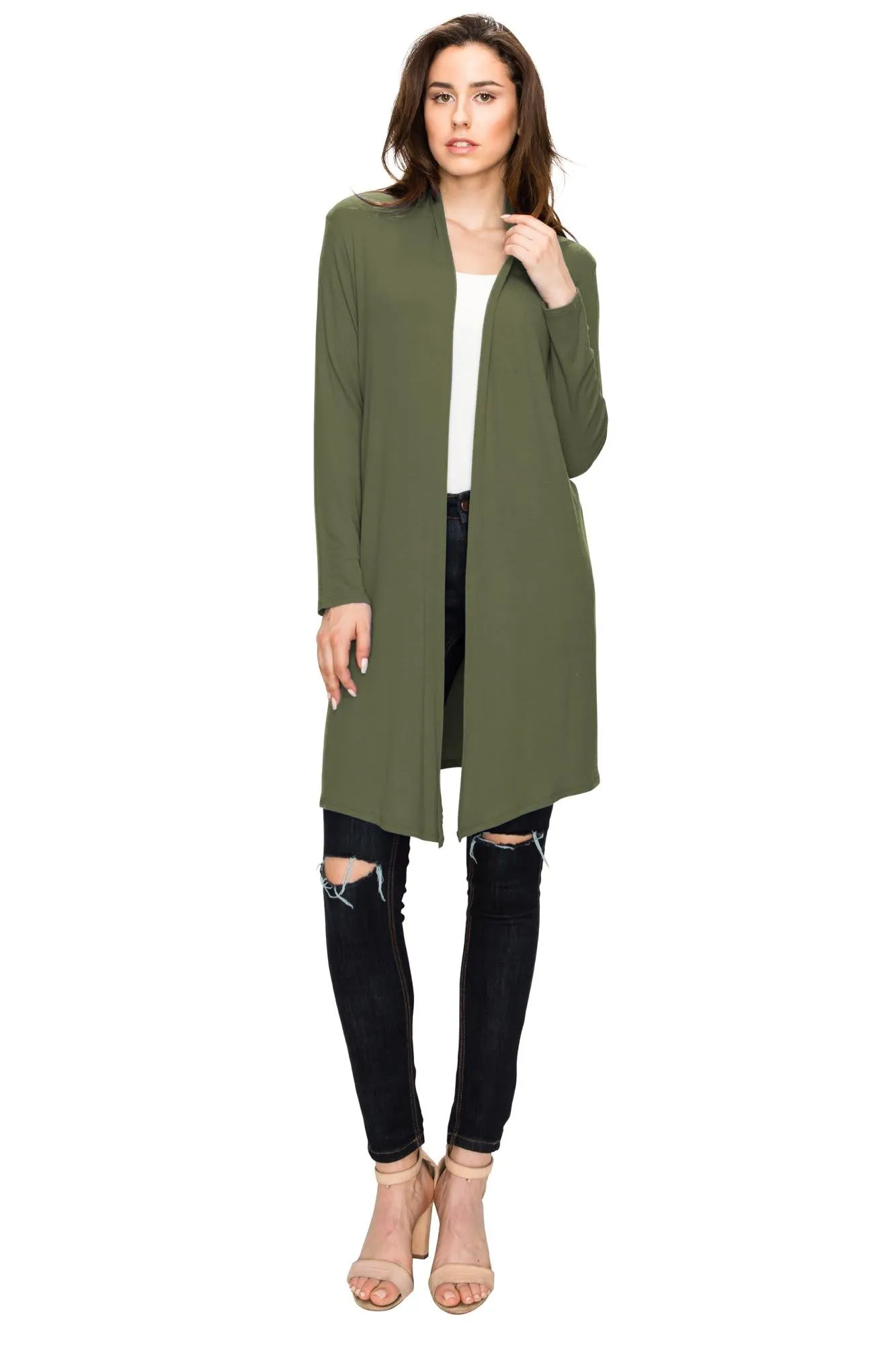 Women's Long Sleeve Open Front Long Cardigan