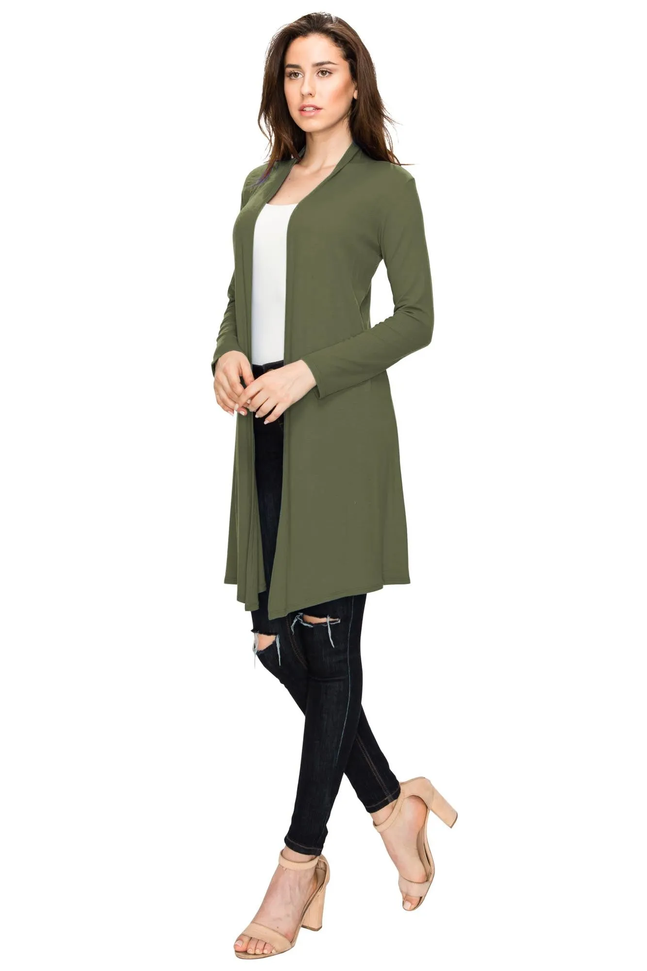 Women's Long Sleeve Open Front Long Cardigan