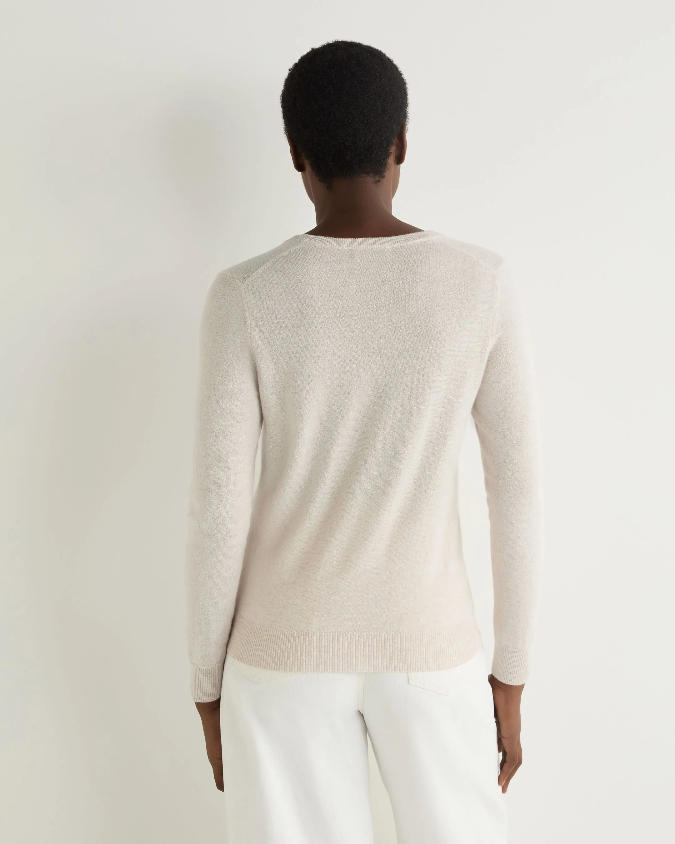 Women's Phoebe V Neck Cashmere Jumper Frost White