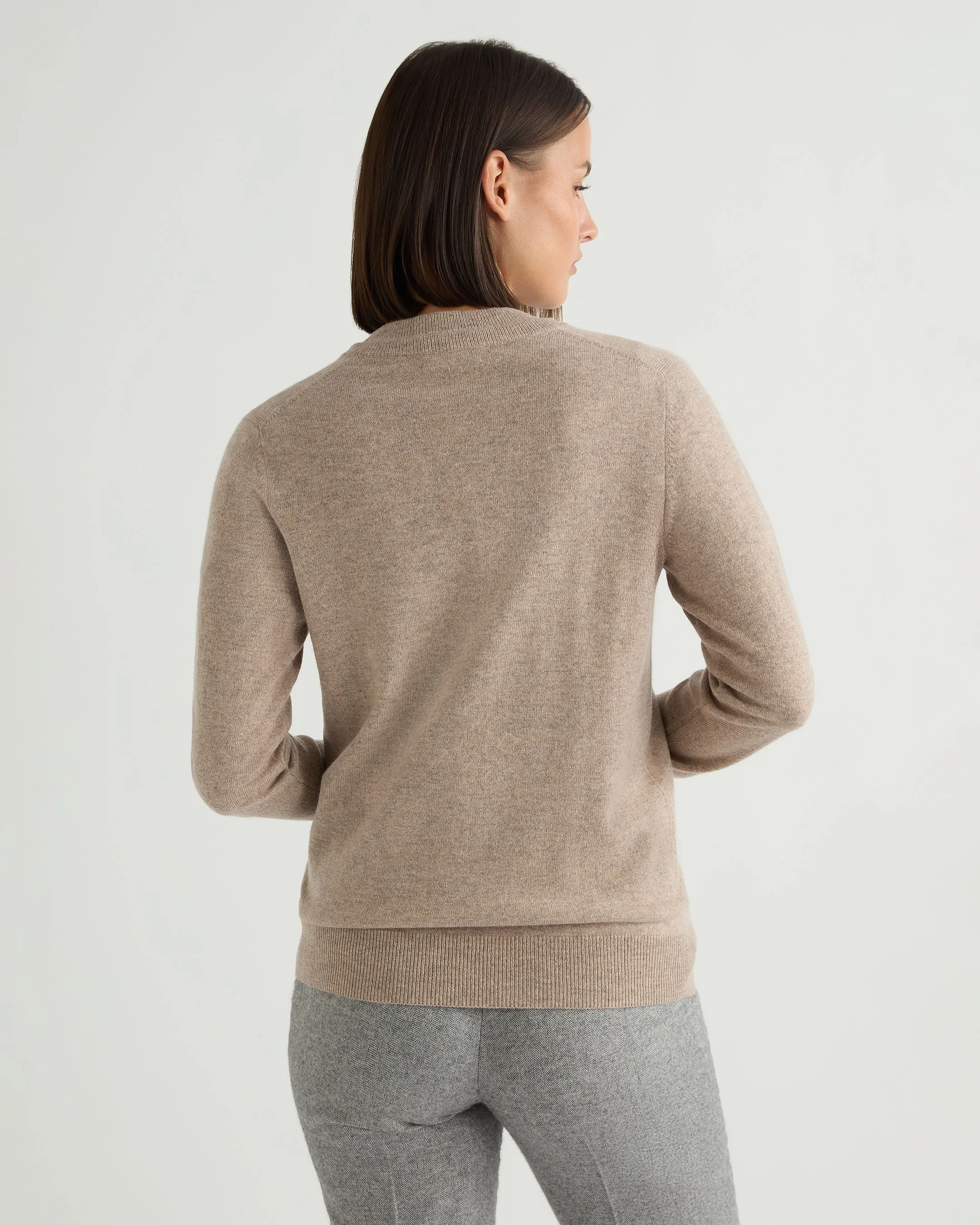 Women's Phoebe V Neck Cashmere Jumper Oatmeal Brown