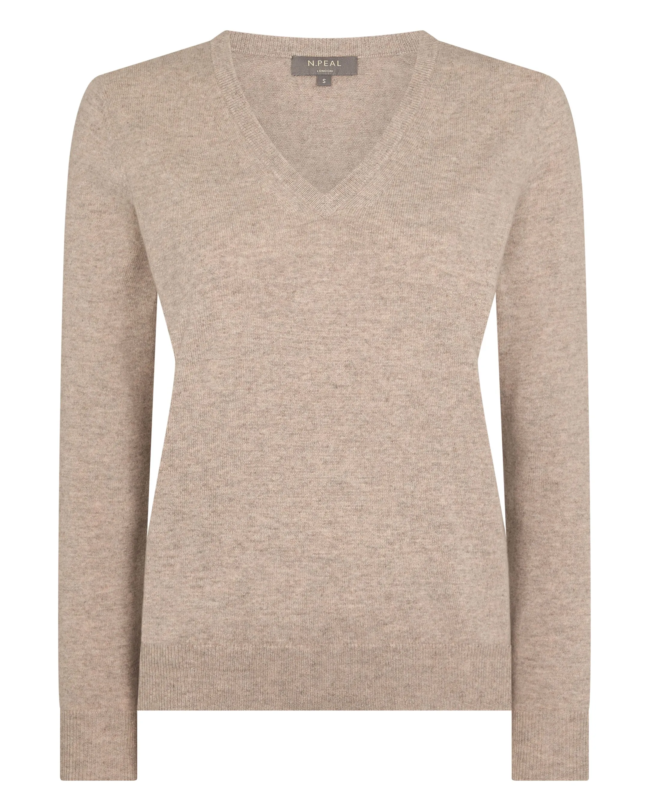 Women's Phoebe V Neck Cashmere Jumper Oatmeal Brown